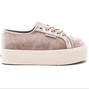 Superga lilac grey velvet platform sneaker